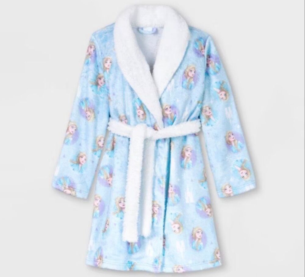 Disney Frozen plush girls bath robe Elsa print size XS 4/5